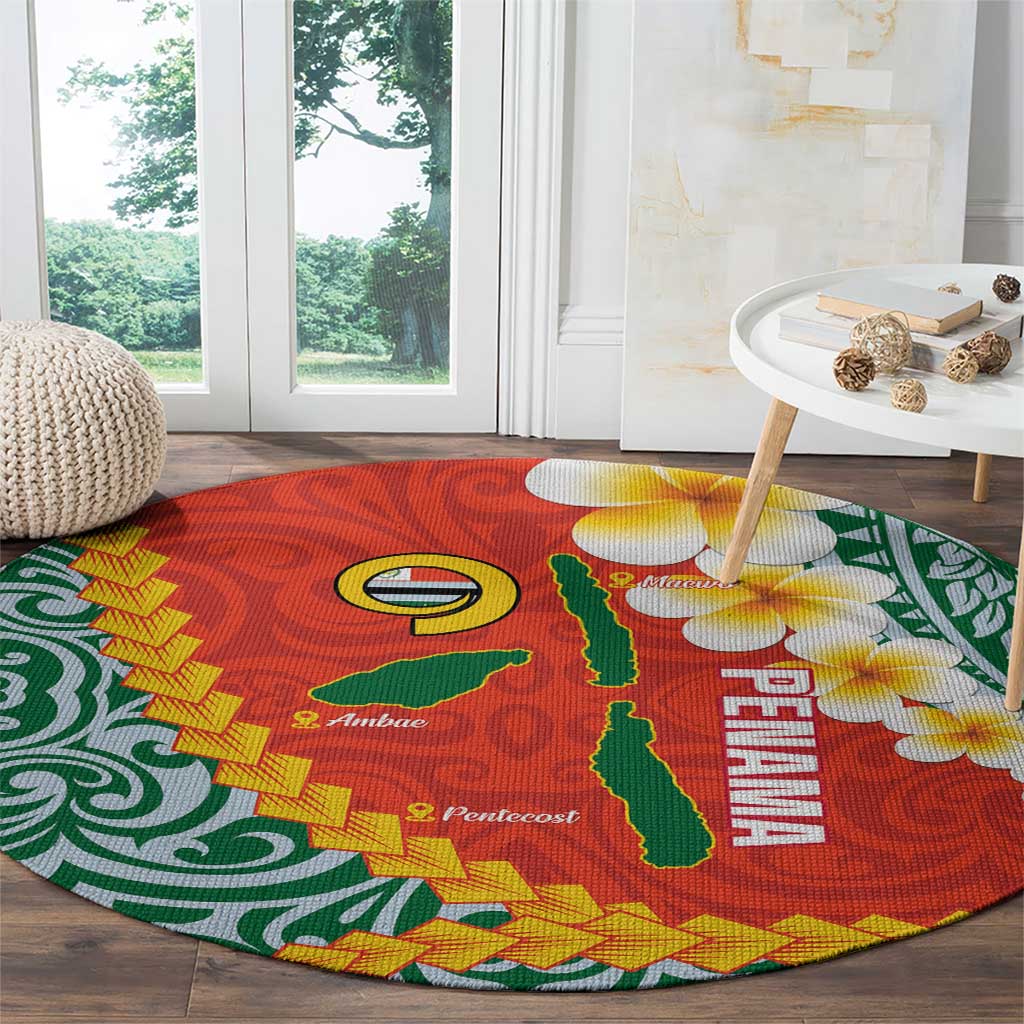 Penama Province Round Carpet Vanuatu Map - Plumeria Flag Color LT14 - Polynesian Pride
