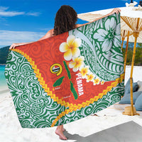 Penama Province Sarong Vanuatu Map - Plumeria Flag Color LT14 One Size 44 x 66 inches Red - Polynesian Pride
