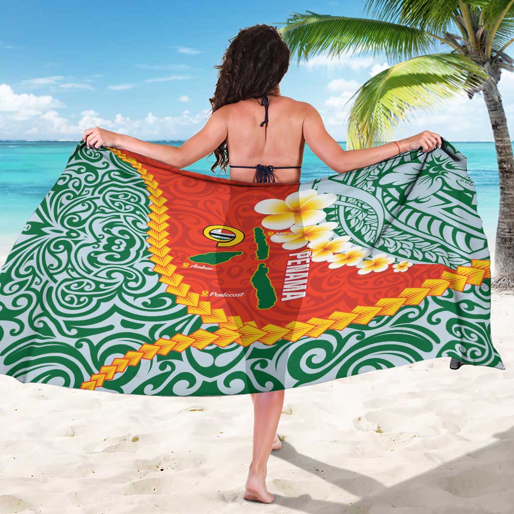 Penama Province Sarong Vanuatu Map - Plumeria Flag Color LT14 - Polynesian Pride