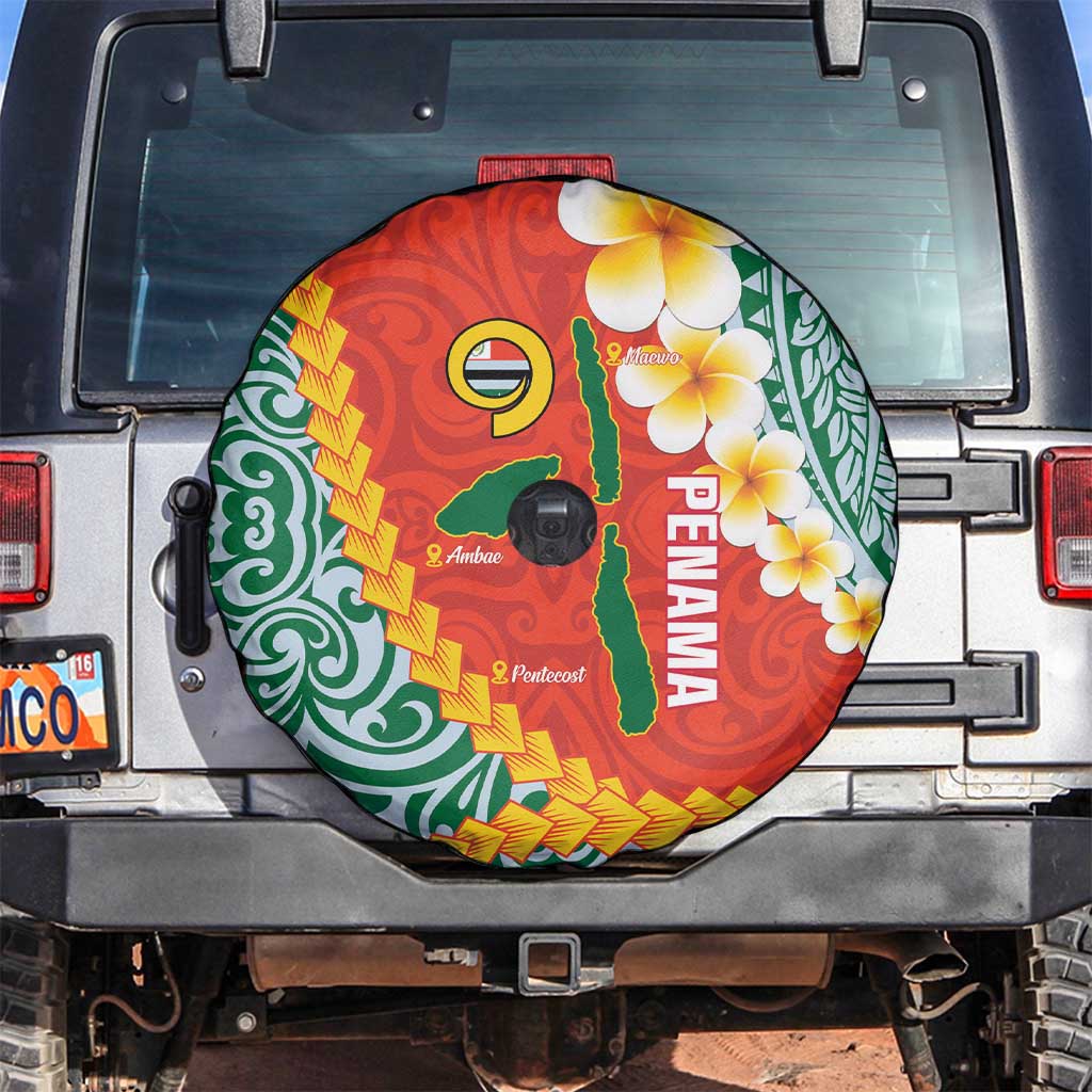 Penama Province Spare Tire Cover Vanuatu Map - Plumeria Flag Color