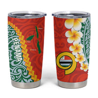Penama Province Tumbler Cup Vanuatu Pattern Map With Plumeria Flag Color LT14 Red - Polynesian Pride