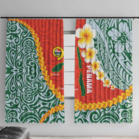 Penama Province Window Curtain Vanuatu Map - Plumeria Flag Color LT14 With Hooks Red - Polynesian Pride
