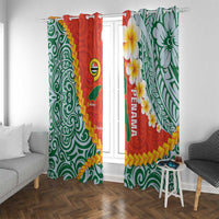 Penama Province Window Curtain Vanuatu Map - Plumeria Flag Color LT14 With Grommets Red - Polynesian Pride