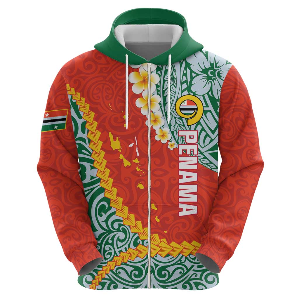 Penama Province Zip Hoodie Vanuatu Map - Plumeria Flag Color LT14 - Polynesian Pride