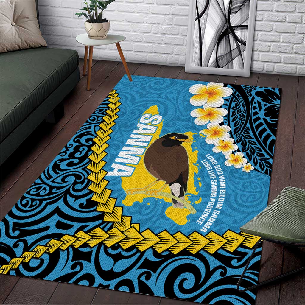 Sanma Province Area Rug Vanuatu Pattern Myna Bird - Plumeria Flag Color