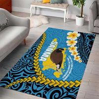 Sanma Province Area Rug Vanuatu Pattern Myna Bird - Plumeria Flag Color LT14 - Polynesian Pride