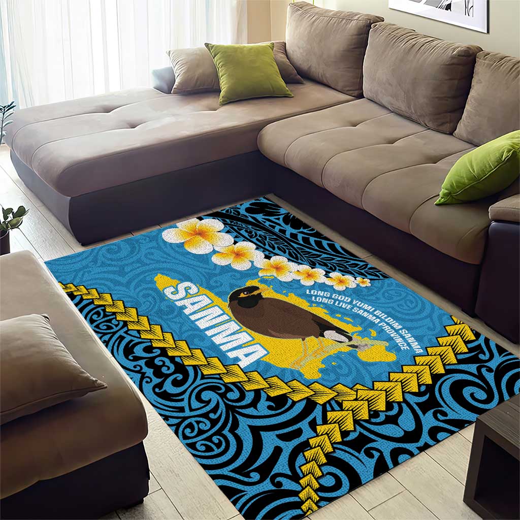 Sanma Province Area Rug Vanuatu Pattern Myna Bird - Plumeria Flag Color LT14 - Polynesian Pride