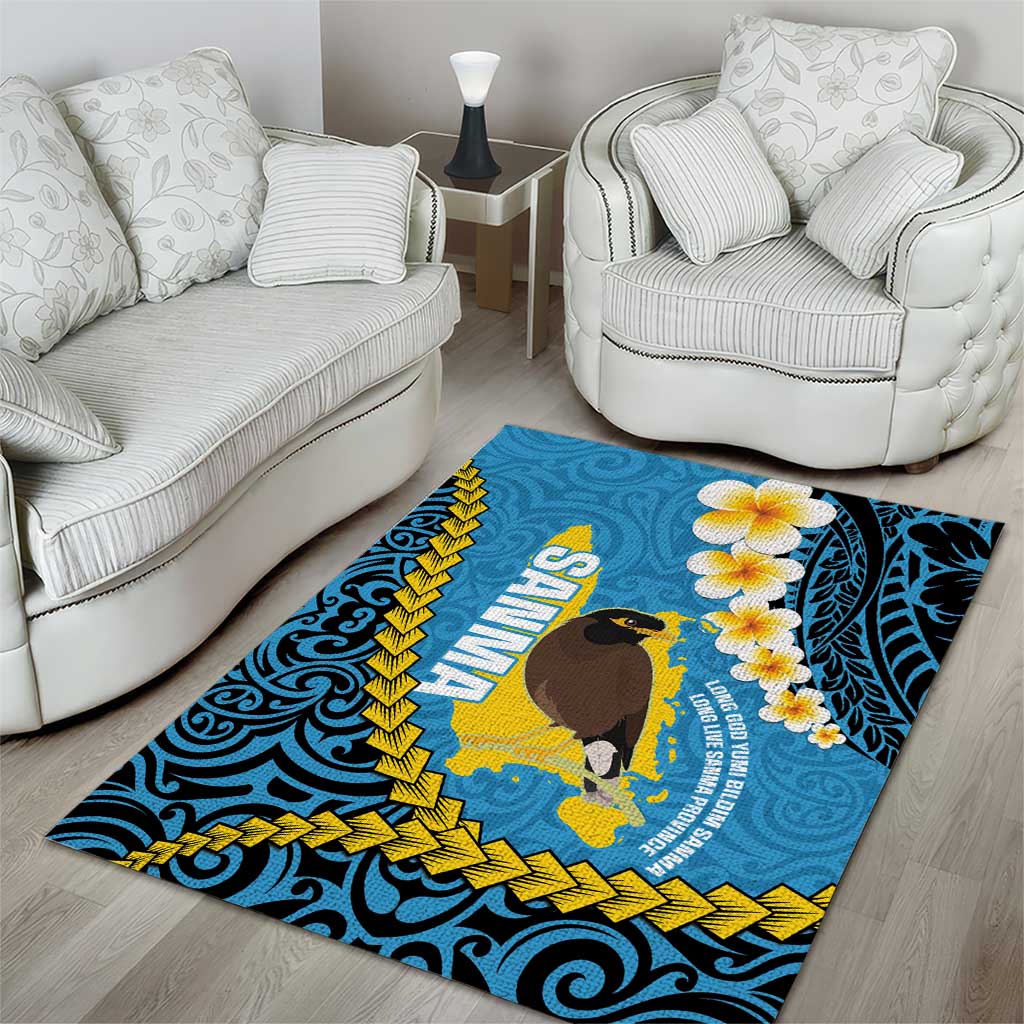 Sanma Province Area Rug Vanuatu Pattern Myna Bird - Plumeria Flag Color LT14 - Polynesian Pride