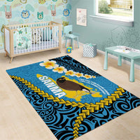 Sanma Province Area Rug Vanuatu Pattern Myna Bird - Plumeria Flag Color LT14 - Polynesian Pride