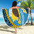 Sanma Province Beach Blanket Vanuatu Pattern Myna Bird - Plumeria Flag Color