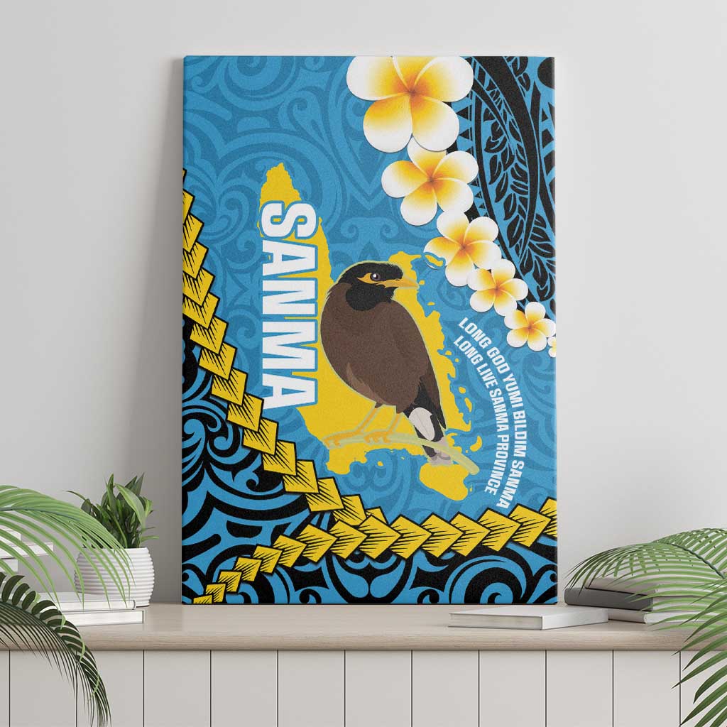 Sanma Province Canvas Wall Art Vanuatu Pattern Myna Bird - Plumeria Flag Color LT14 - Polynesian Pride