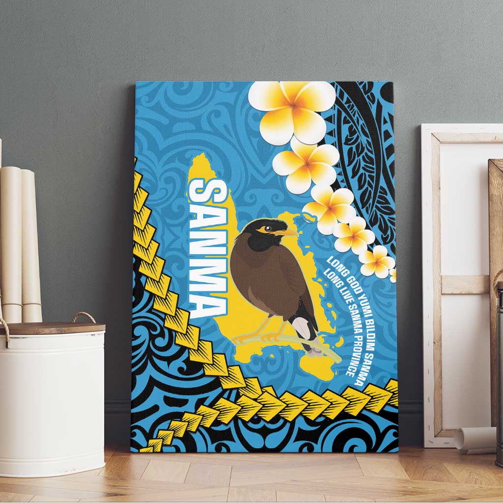 Sanma Province Canvas Wall Art Vanuatu Pattern Myna Bird - Plumeria Flag Color LT14 - Polynesian Pride