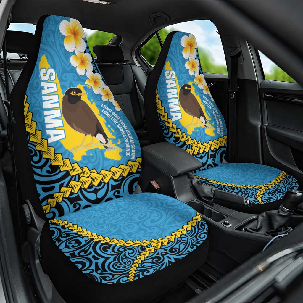 Sanma Province Car Seat Cover Vanuatu Pattern Myna Bird - Plumeria Flag Color LT14 One Size Blue - Polynesian Pride