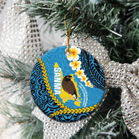 Sanma Province Ceramic Ornament Vanuatu Pattern Myna Bird - Plumeria Flag Color LT14 - Polynesian Pride