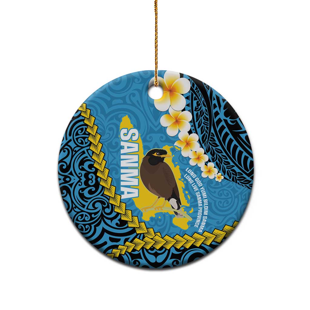 Sanma Province Ceramic Ornament Vanuatu Pattern Myna Bird - Plumeria Flag Color LT14 - Polynesian Pride