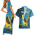 Sanma Province Couples Matching Short Sleeve Bodycon Dress and Hawaiian Shirt Vanuatu Pattern Myna Bird - Plumeria Flag Color