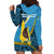 Sanma Province Hoodie Dress Vanuatu Pattern Myna Bird - Plumeria Flag Color