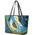 Sanma Province Leather Tote Bag Vanuatu Pattern Myna Bird - Plumeria Flag Color