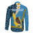 Sanma Province Long Sleeve Button Shirt Vanuatu Pattern Myna Bird - Plumeria Flag Color