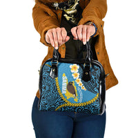 Sanma Province Shoulder Handbag Vanuatu Pattern Myna Bird - Plumeria Flag Color LT14 One Size Blue - Polynesian Pride