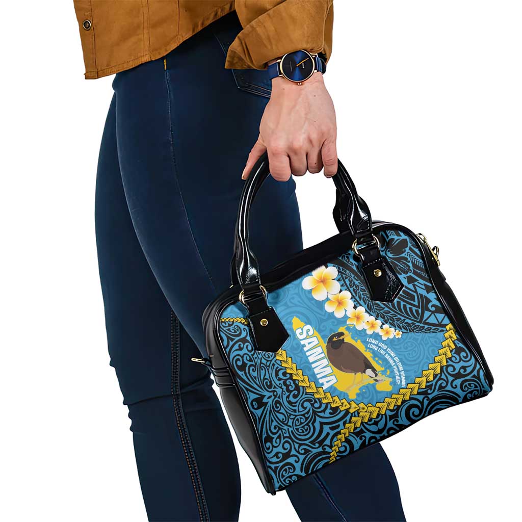 Sanma Province Shoulder Handbag Vanuatu Pattern Myna Bird - Plumeria Flag Color LT14 - Polynesian Pride