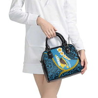 Sanma Province Shoulder Handbag Vanuatu Pattern Myna Bird - Plumeria Flag Color LT14 - Polynesian Pride