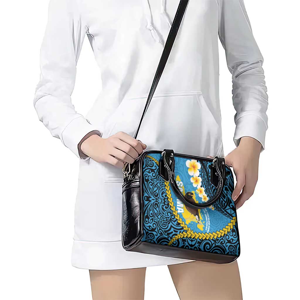 Sanma Province Shoulder Handbag Vanuatu Pattern Myna Bird - Plumeria Flag Color LT14 - Polynesian Pride