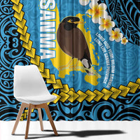 Sanma Province Window Curtain Vanuatu Pattern Myna Bird - Plumeria Flag Color LT14 - Polynesian Pride