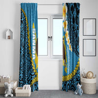Sanma Province Window Curtain Vanuatu Pattern Myna Bird - Plumeria Flag Color LT14 - Polynesian Pride