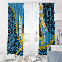 Sanma Province Window Curtain Vanuatu Pattern Myna Bird - Plumeria Flag Color LT14 - Polynesian Pride