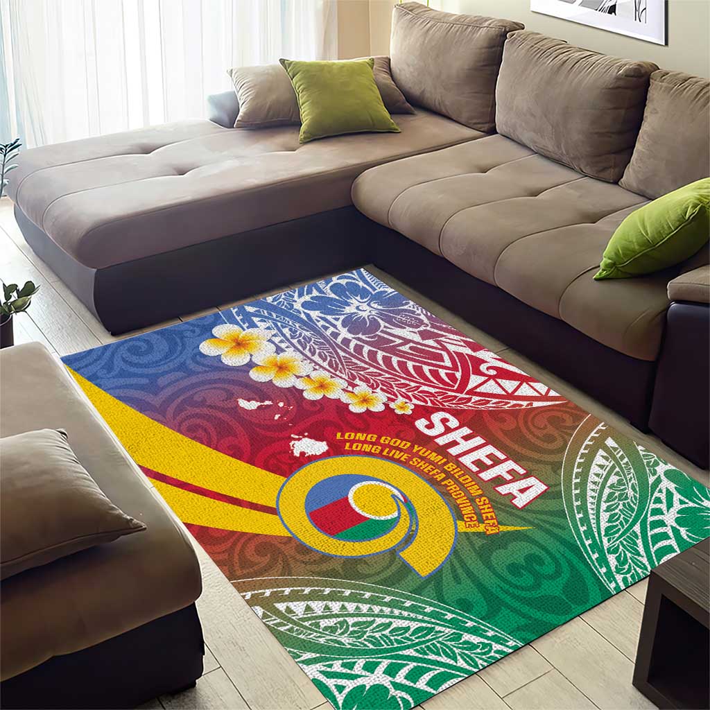 Shefa Province Area Rug Vanuatu Pattern Map - Plumeria Flag Color LT14 - Polynesian Pride
