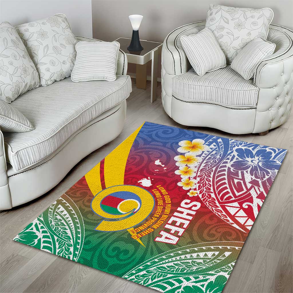 Shefa Province Area Rug Vanuatu Pattern Map - Plumeria Flag Color LT14 - Polynesian Pride