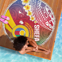 Shefa Province Beach Blanket Vanuatu Pattern Map - Plumeria Flag Color LT14 - Polynesian Pride