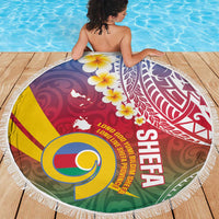 Shefa Province Beach Blanket Vanuatu Pattern Map - Plumeria Flag Color LT14 - Polynesian Pride