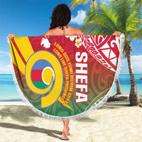 Shefa Province Beach Blanket Vanuatu Pattern Map - Plumeria Flag Color LT14 - Polynesian Pride