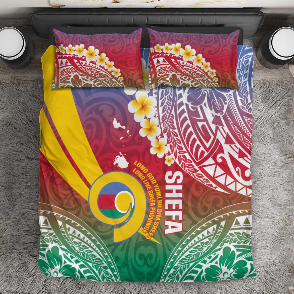 Shefa Province Bedding Set Vanuatu Pattern Map - Plumeria Flag Color