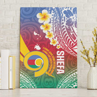 Shefa Province Canvas Wall Art Vanuatu Pattern Map - Plumeria Flag Color LT14 Without Frame Red - Polynesian Pride