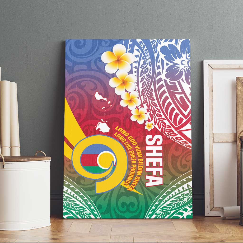 Shefa Province Canvas Wall Art Vanuatu Pattern Map - Plumeria Flag Color LT14 - Polynesian Pride