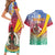 Shefa Province Couples Matching Short Sleeve Bodycon Dress and Hawaiian Shirt Vanuatu Pattern Map - Plumeria Flag Color