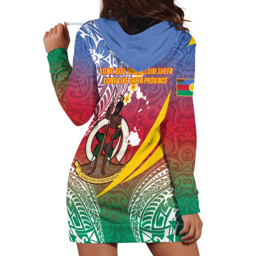 Shefa Province Hoodie Dress Vanuatu Pattern Map - Plumeria Flag Color LT14 - Polynesian Pride
