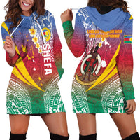 Shefa Province Hoodie Dress Vanuatu Pattern Map - Plumeria Flag Color LT14 - Polynesian Pride