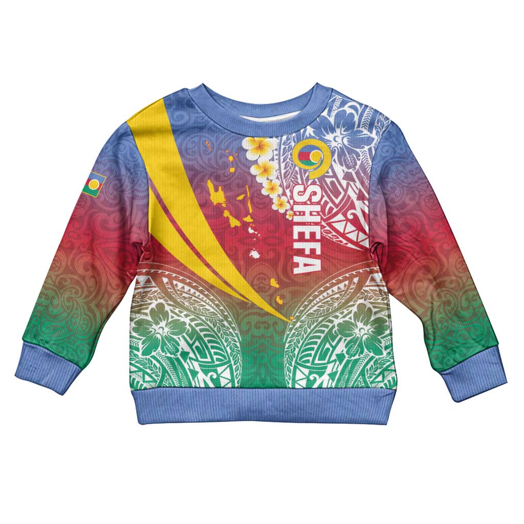 Shefa Province Kid Ugly Christmas Sweater Vanuatu Pattern Map - Plumeria Flag Color LT14 Kid Red - Polynesian Pride
