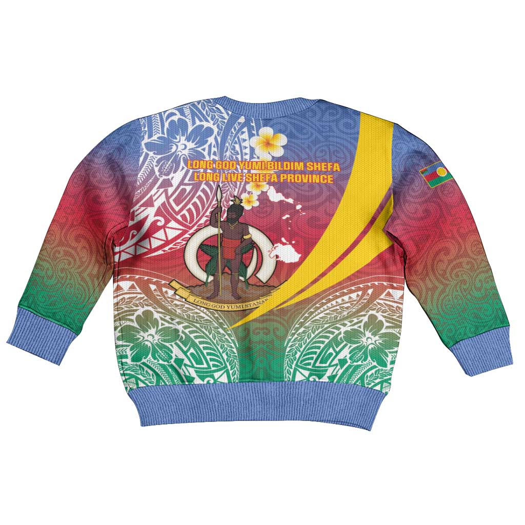Shefa Province Kid Ugly Christmas Sweater Vanuatu Pattern Map - Plumeria Flag Color LT14 - Polynesian Pride