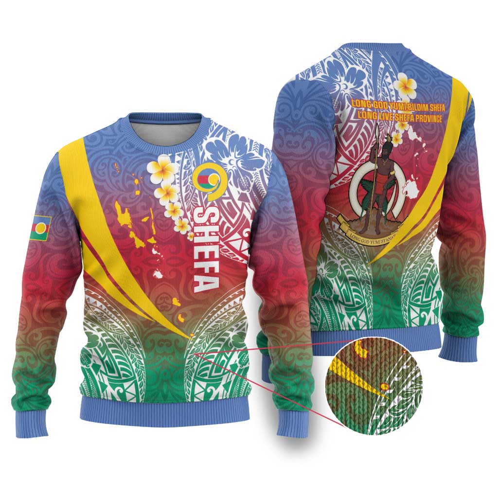 Shefa Province Ugly Christmas Sweater Vanuatu Pattern Map - Plumeria Flag Color LT14 Red - Polynesian Pride