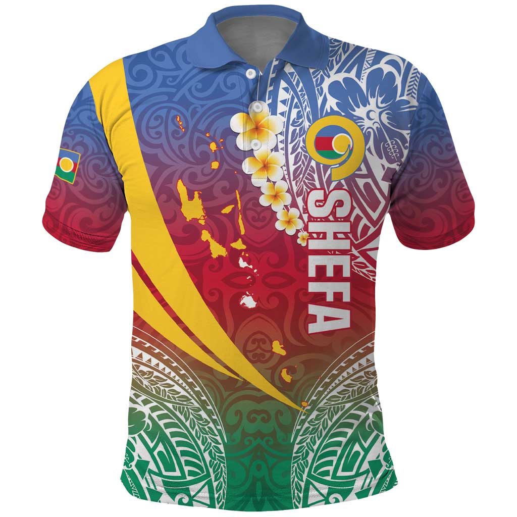 Shefa Province Polo Shirt Vanuatu Pattern Map - Plumeria Flag Color LT14 Red - Polynesian Pride