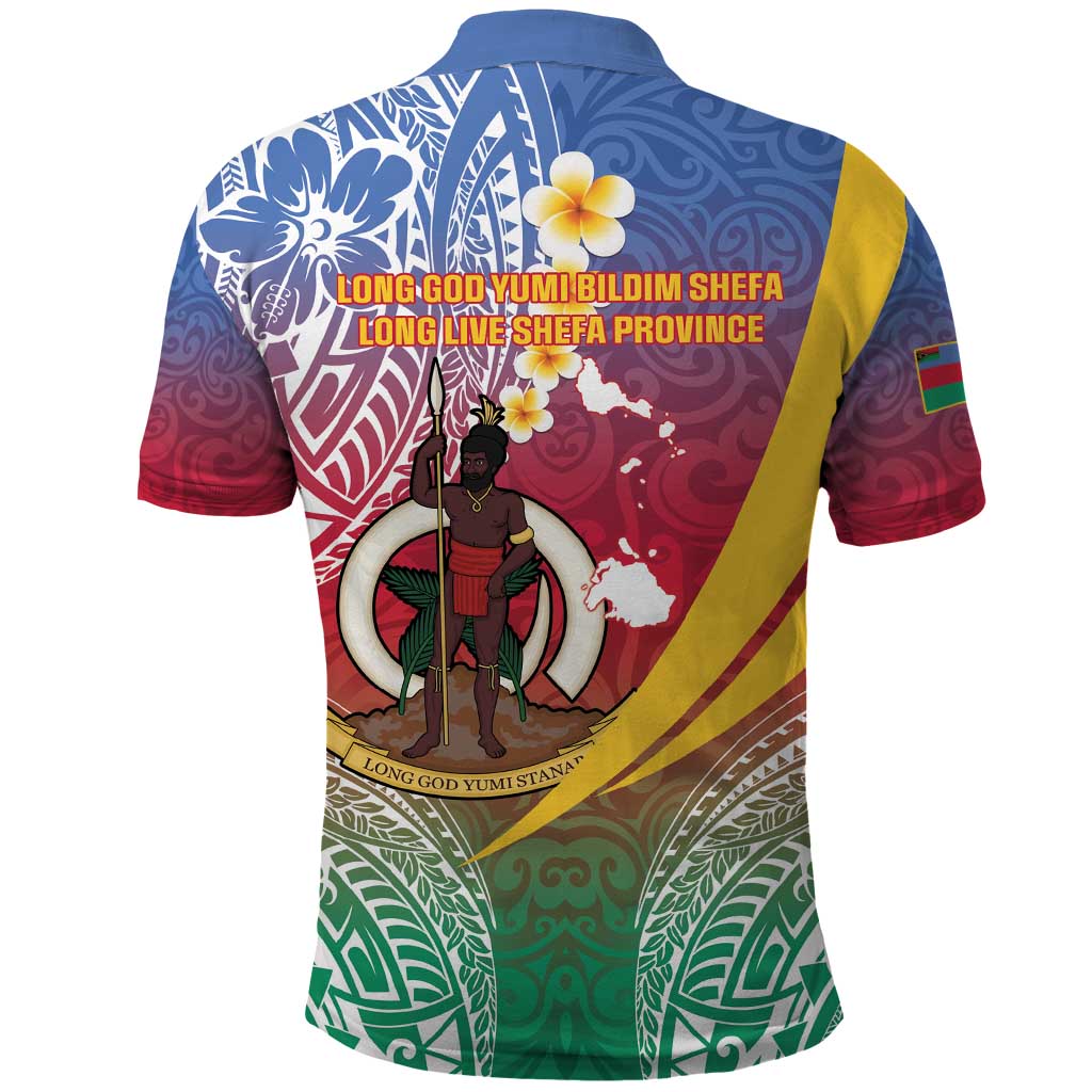 Shefa Province Polo Shirt Vanuatu Pattern Map - Plumeria Flag Color LT14 - Polynesian Pride