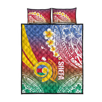 Shefa Province Quilt Bed Set Vanuatu Pattern Map - Plumeria Flag Color LT14 - Polynesian Pride