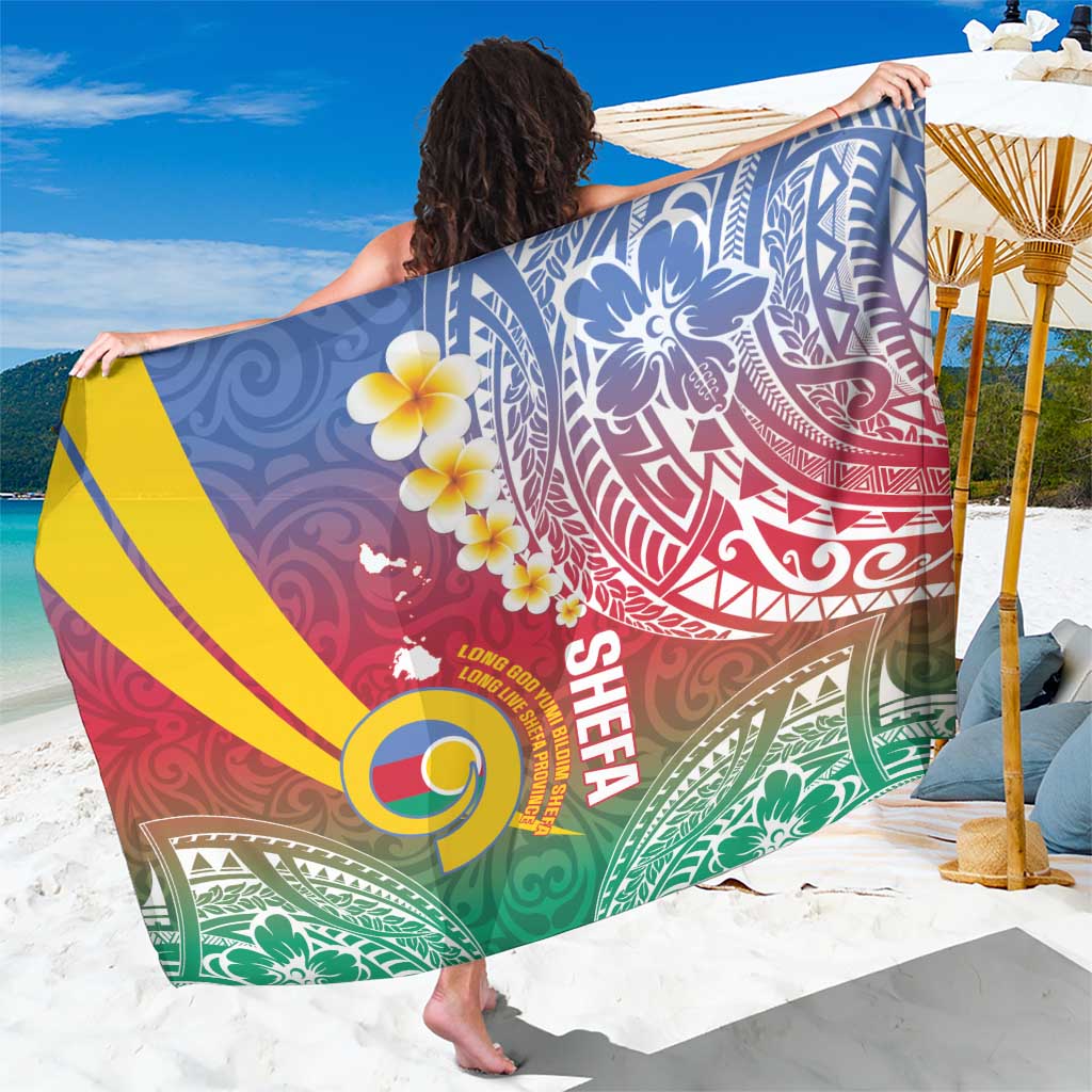 Shefa Province Sarong Vanuatu Pattern Map - Plumeria Flag Color LT14 One Size 44 x 66 inches Red - Polynesian Pride