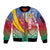 Shefa Province Sleeve Zip Bomber Jacket Vanuatu Pattern Map - Plumeria Flag Color