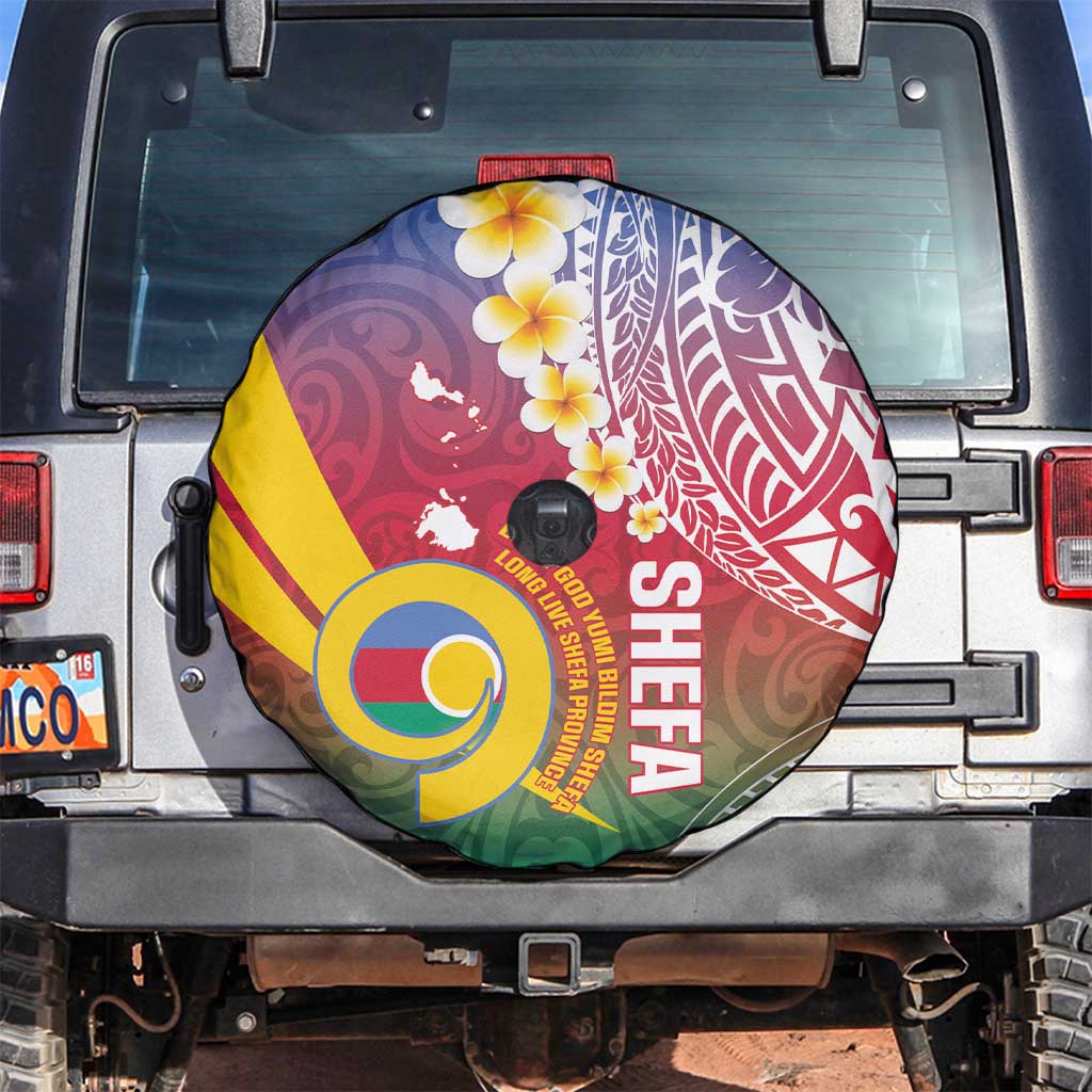 Shefa Province Spare Tire Cover Vanuatu Pattern Map - Plumeria Flag Color